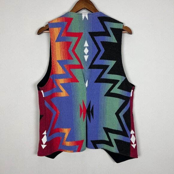 Lone Wolf Vest Womens Small Multicolor Southwestern Aztec Open 100% Cotton S - Picture 6 of 9